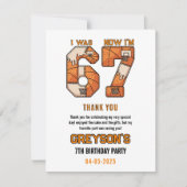 I Was 6 Now I’m 7 Basketball – 7th Birthday Party サンキューカード (正面)