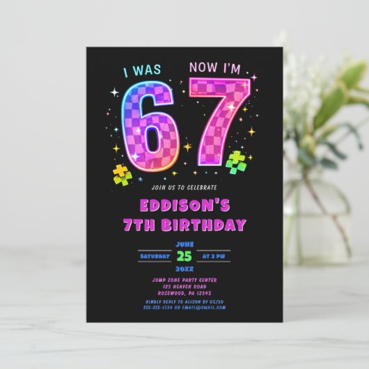 I Was 6 Now I’m 7 Birthday Invitation 招待状 (スタンド正面)