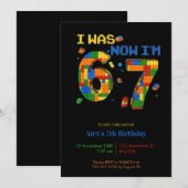  I Was 6 Now I’m 7 Boy Birthday 招待状 (正面/裏面)