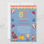 I Was 6 Now I’m 7 Circus 7th Birthday Kids 招待状 (正面)