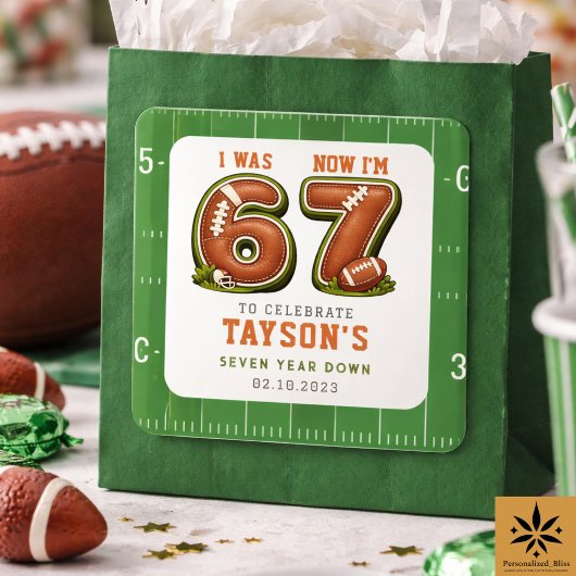 I Was 6, Now I’m 7 – Football America 7th Birthday スクエアシール