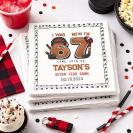 I Was 6, Now I’m 7 – Hockey 7th Birthday Party スタンダードカクテルナプキン