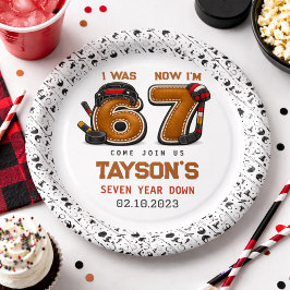 I Was 6, Now I’m 7 – Hockey 7th Birthday Party ペーパープレート