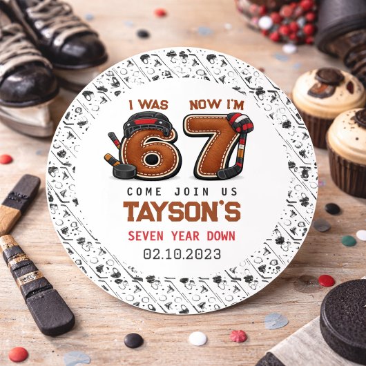 I Was 6, Now I’m 7 – Hockey 7th Birthday Party ラウンドシール