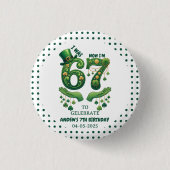 I Was 6 Now I’m 7 St. Patrick’s Day Boy Birthday 缶バッジ (正面)