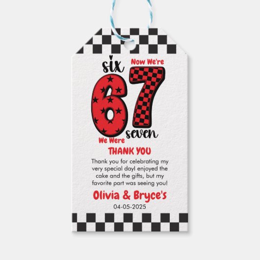 I Was 6, Now I’m 7 – Twin 7th Birthday for Kids ギフトタグ (正面)