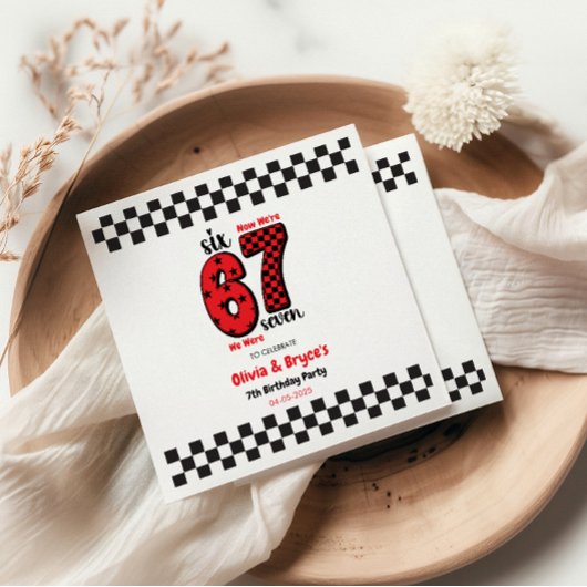 I Was 6, Now I’m 7 – Twin 7th Birthday for Kids スタンダードカクテルナプキン