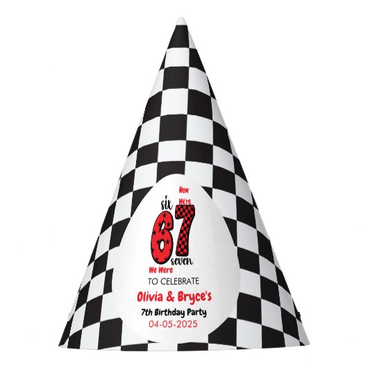 I Was 6, Now I’m 7 – Twin 7th Birthday for Kids パーティーハット (正面)