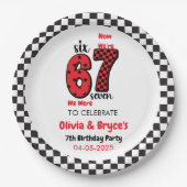 I Was 6, Now I’m 7 – Twin 7th Birthday for Kids ペーパープレート (正面)