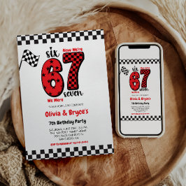 I Was 6, Now I’m 7 – Twin 7th Birthday for Kids 招待状