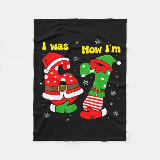 I Was 6 Now I'm 7 67 Seven Year Old Birthday Girls フリースブランケット (正面)