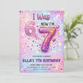 I Was 6 Now I'm 7 Birthday Invitation Rainbow  招待状 (スタンド正面)