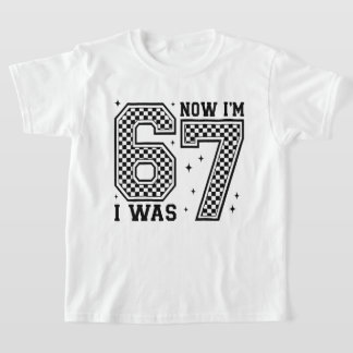 I Was 6 Now I'm 7 Checkerboard Number Birthday Tシャツ