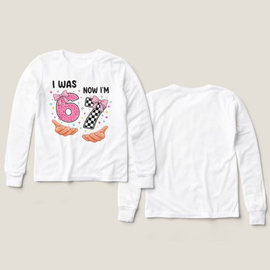 I was 6 now I'm 7 cute birthday numbers (デザイン 正面&背面)