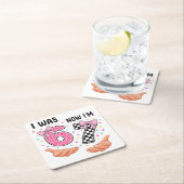 I was 6 now I'm 7 cute birthday numbers スクエアペーパーコースター (インサイチュ)