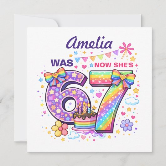 I Was 6 Now I'm 7 Girls 7th Birthday (正面)