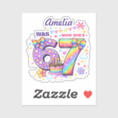 I Was 6 Now I'm 7 Girls 7th Birthday  シール (シート)