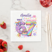 I Was 6 Now I'm 7 Girls 7th Birthday スタンダードランチョンナプキン (インサイチュ)