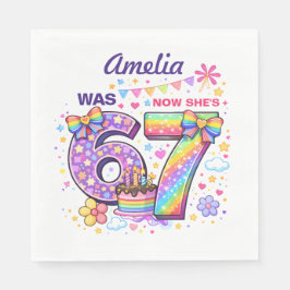 I Was 6 Now I'm 7 Girls 7th Birthday  スタンダードランチョンナプキン
