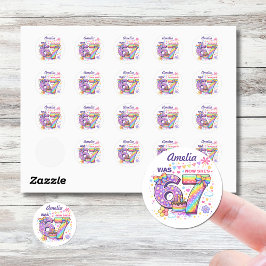 I Was 6 Now I'm 7 Girls 7th Birthday  ラウンドシール