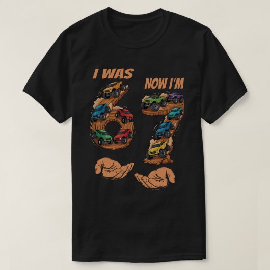 I Was 6 Now I'm 7 Monster Truck Birthday Boy 7th  Tシャツ (デザイン正面)