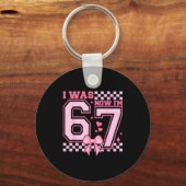 I Was 6 Now I'm 7 Nk Coquette Bow Heart Checkered キーホルダー (正面)