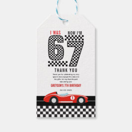 I Was 6 Now I'm 7 Race Car Boy 7th Birthday Party ギフトタグ
