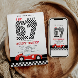 I Was 6 Now I'm 7 Race Car Boy 7th Birthday Party 招待状