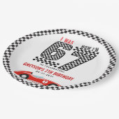 I Was 6 Now I'm 7 Race Car Boy Birthday Party ペーパープレート (アングル)