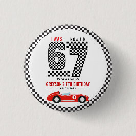 I Was 6 Now I'm 7 Race Car Boy Birthday Party 缶バッジ