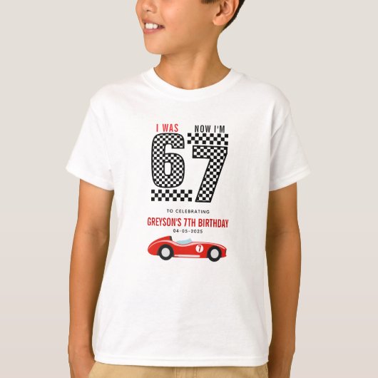 I Was 6 Now I'm 7 Race Car Boy Birthday Party Tシャツ (正面)