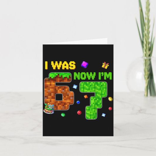 I Was 6 Now I'm 7 Six Seven 7 Years Old Birthday K カード (正面)