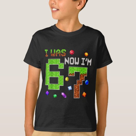 I Was 6 Now I'm 7 Six Seven 7th Birthday Boys Kids Tシャツ (正面)