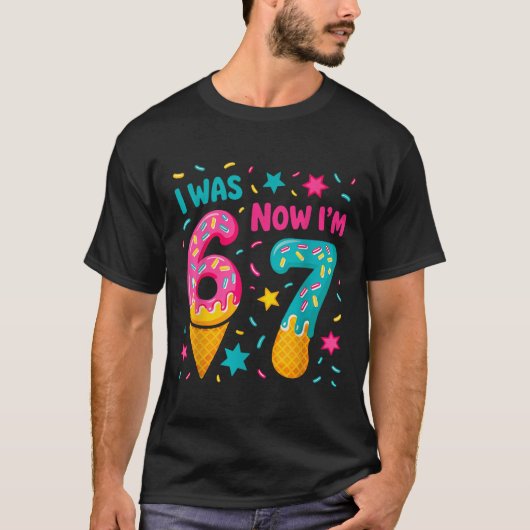 I Was 6 Now I'm 7 Six Seven Meme Ice Cream Drip Bi Tシャツ (正面)