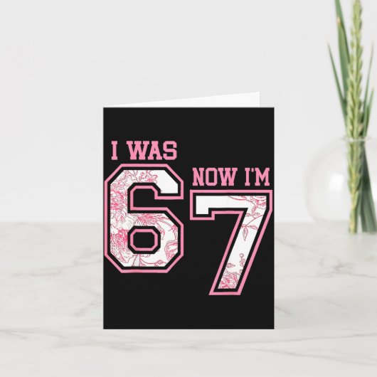 I Was 6 Now I'm 7 Year Old Birthday Girls Coquette カード (正面)