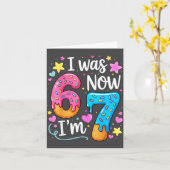 I Was 6 Now I'm 7 Year Old Birthday Kids Boys Girl カード (黄色い花)