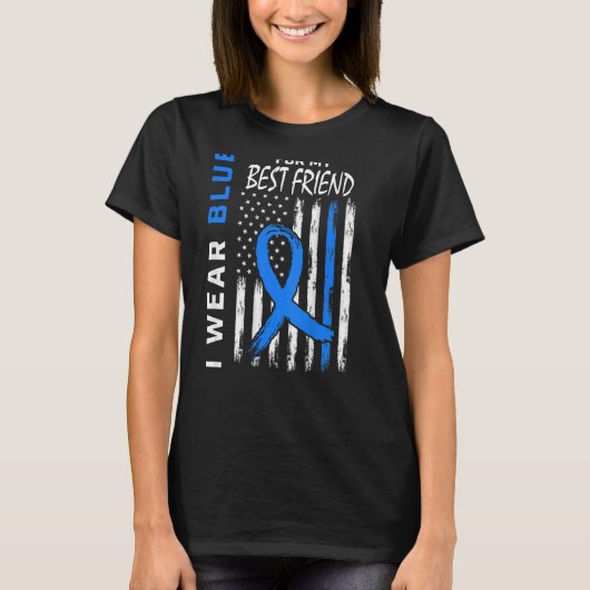 I Wear Blue Best Friend Diabetes Awareness Flag Ba Tシャツ (正面)