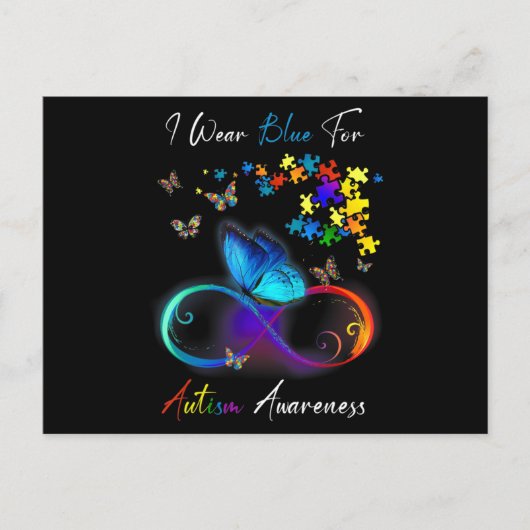 I Wear Blue For Autism Awareness shirt Puzzle Mom ポストカード (正面)
