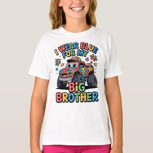 I Wear Blue for My Big Brother Autism Awareness Tシャツ (正面)