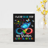 I Wear Blue For My Brother Autism Puzzle Butterfly カード (黄色い花)