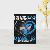 I Wear Blue For My Brother Hope Love Diabetes Awar カード (黄色い花)