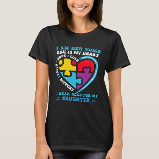 I Wear Blue For My daughter Autism Awareness mom d Tシャツ (正面)