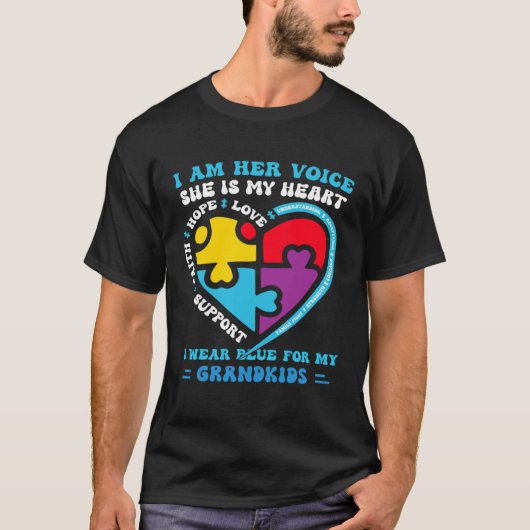 I Wear Blue For My Grandkids Autism Awareness Gran Tシャツ (正面)