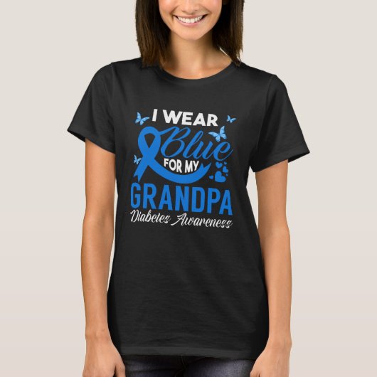 I Wear Blue For My Grandpa Blue Ribbon Diabetes Aw Tシャツ (正面)