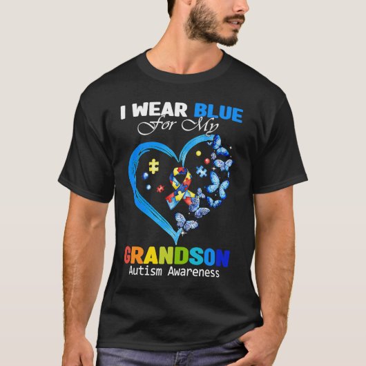 I Wear Blue For My Grandson Autism Awareness Butte Tシャツ (正面)