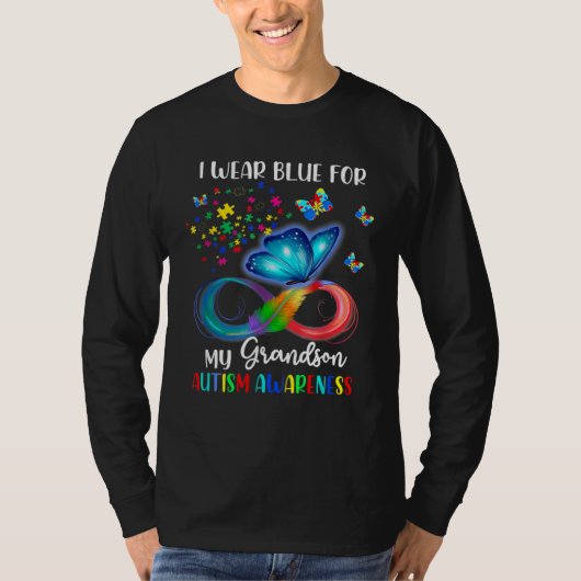 I Wear Blue For My Grandson Autism Awareness Grand Tシャツ (正面)