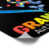 I Wear Blue For My Grandson Autism Awareness Heart ポスター (角)