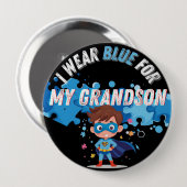 I wear blue for my Grandson Autism Pin Badge  缶バッジ (正面&裏面)