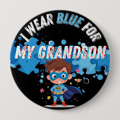 I wear blue for my Grandson Autism Pin Badge  缶バッジ (正面)