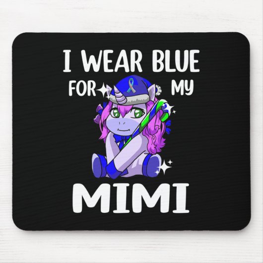 I Wear Blue For My Mimi Diabetes Awareness Support マウスパッド (正面)